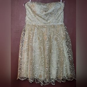 Wedding/Prom/Cocktail Strapless Champagne Lace Dress